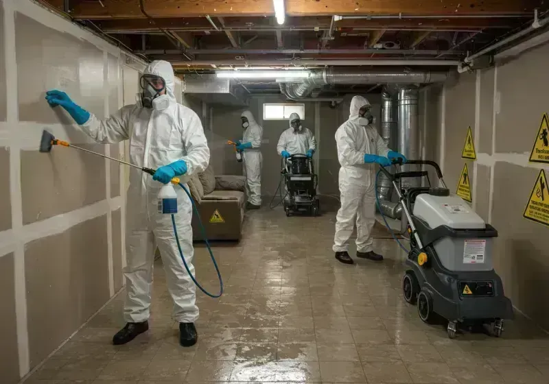 Basement Moisture Removal and Structural Drying process in Pecatonica, IL